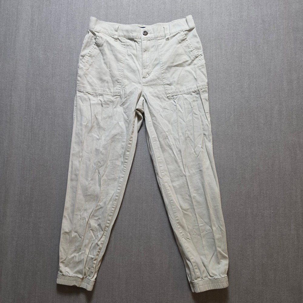 Gap Utility Joggers Women Medium Beige High Rise Cotton Lyocell Patch Pocket